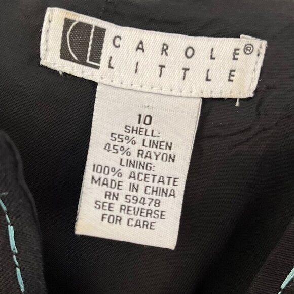 Carol Little Woman's Black Embroidered Bohemian Linen Maxi Dress Sz 10 - Picture 8 of 11